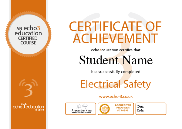 Echo3 Education sample certificate