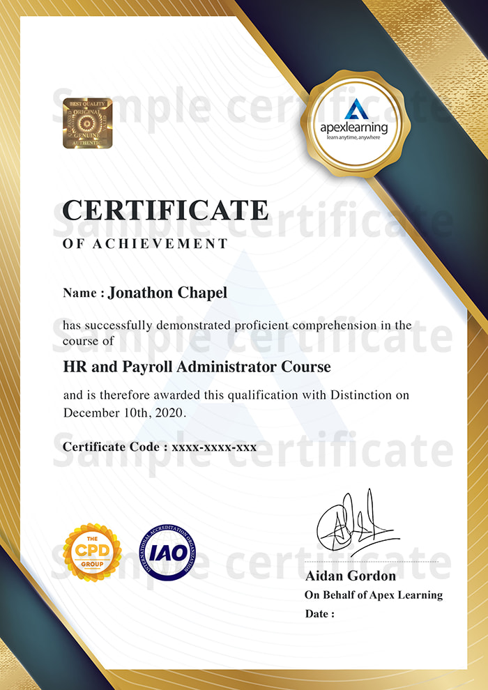 Apex Learning sample certificate
