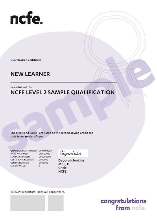 Kingston Open College sample certificate