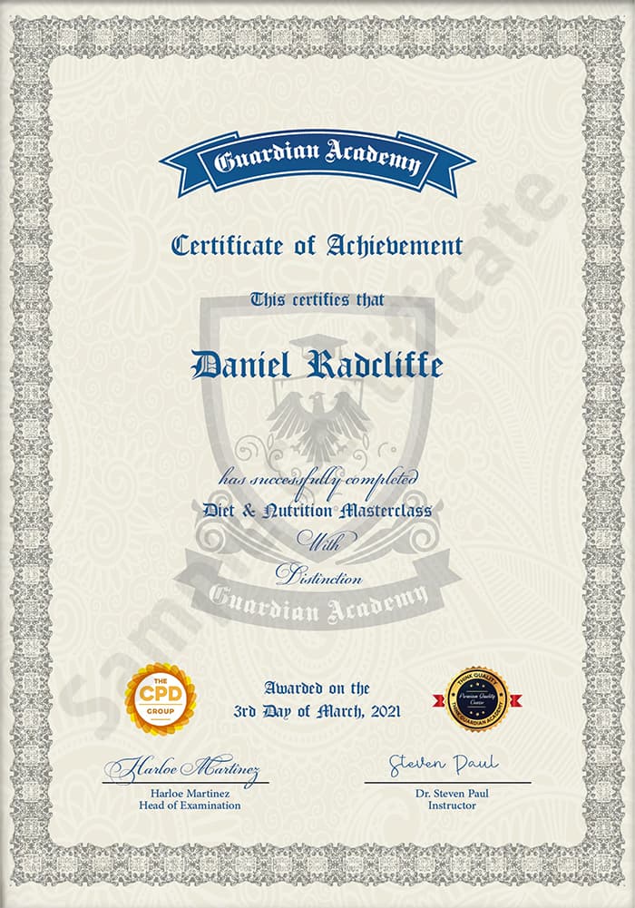 Guardian Academy sample certificate