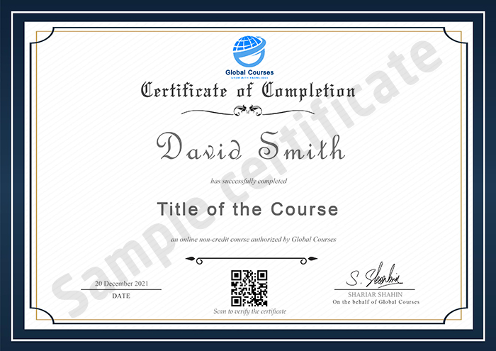 Global Courses sample certificate